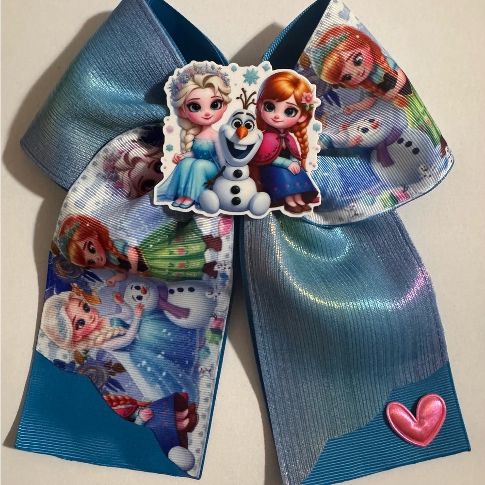 Girls' Blue Cartoon Character Hair Bow with Heart Accent